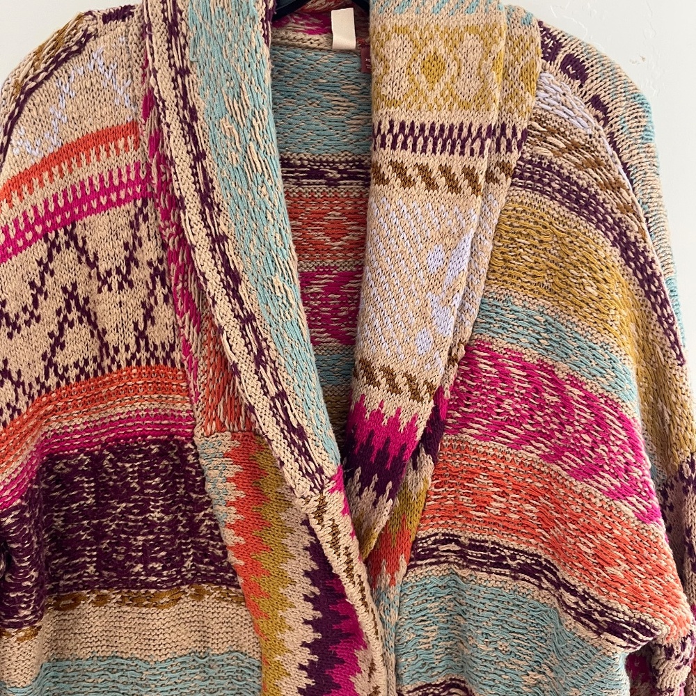 Pilcro shawl collar grandpa cardigan in multi color size xs/s